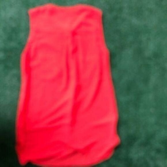 Orange Button Down Tunic Sleeveless Slightly Sheer Top Size S/M - Picture 7 of 8